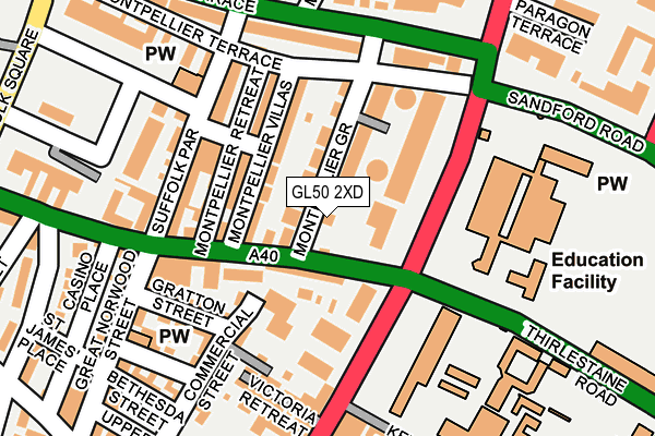 GL50 2XD map - OS OpenMap – Local (Ordnance Survey) GL50 2XD map - OS OpenMap – Local (Ordnance Survey)