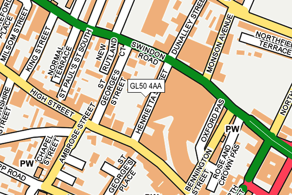 GL50 4AA map - OS OpenMap – Local (Ordnance Survey) GL50 4AA map - OS OpenMap – Local (Ordnance Survey)