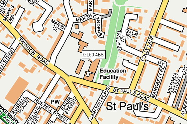 GL50 4BS map - OS OpenMap – Local (Ordnance Survey) GL50 4BS map - OS OpenMap – Local (Ordnance Survey)