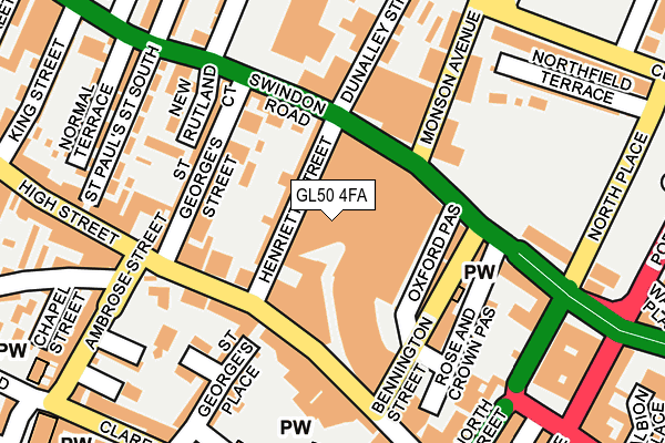 GL50 4FA map - OS OpenMap – Local (Ordnance Survey) GL50 4FA map - OS OpenMap – Local (Ordnance Survey)