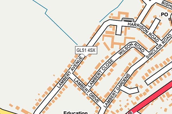 GL51 4SX map - OS OpenMap – Local (Ordnance Survey) GL51 4SX map - OS OpenMap – Local (Ordnance Survey)