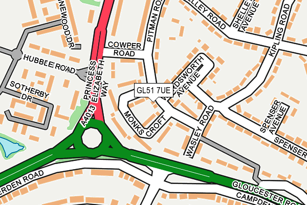 GL51 7UE map - OS OpenMap – Local (Ordnance Survey) GL51 7UE map - OS OpenMap – Local (Ordnance Survey)