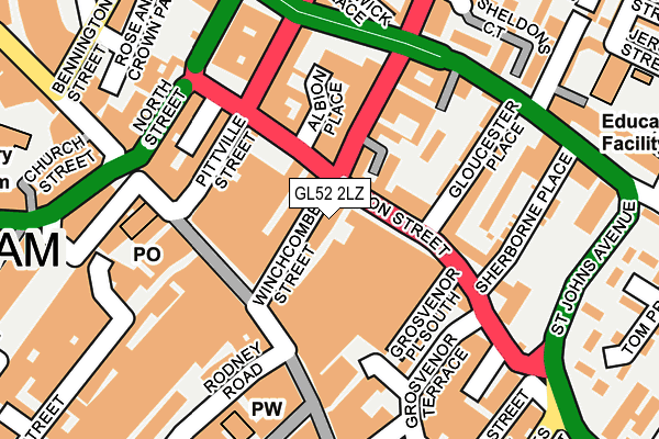 GL52 2LZ map - OS OpenMap – Local (Ordnance Survey) GL52 2LZ map - OS OpenMap – Local (Ordnance Survey)