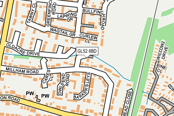 GL52 8BD map - OS OpenMap – Local (Ordnance Survey) GL52 8BD map - OS OpenMap – Local (Ordnance Survey)