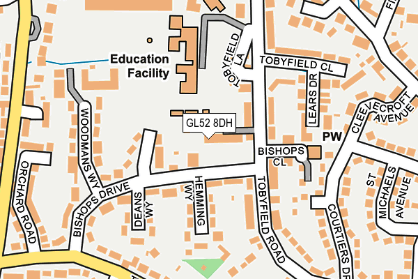 GL52 8DH map - OS OpenMap – Local (Ordnance Survey) GL52 8DH map - OS OpenMap – Local (Ordnance Survey)