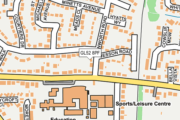 GL52 8PF map - OS OpenMap – Local (Ordnance Survey) GL52 8PF map - OS OpenMap – Local (Ordnance Survey)