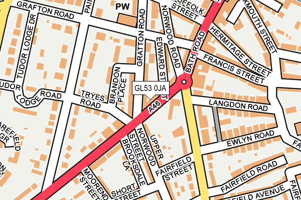 GL53 0JA map - OS OpenMap – Local (Ordnance Survey)