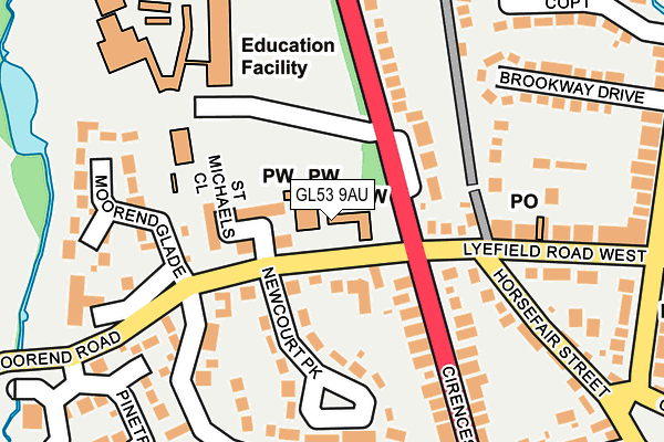GL53 9AU map - OS OpenMap – Local (Ordnance Survey) GL53 9AU map - OS OpenMap – Local (Ordnance Survey)