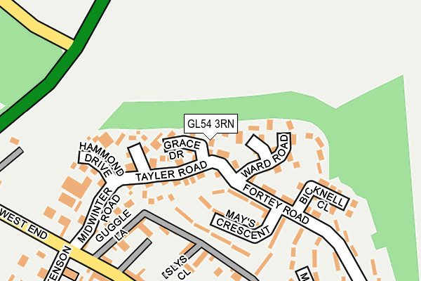 GL54 3RN map - OS OpenMap – Local (Ordnance Survey) GL54 3RN map - OS OpenMap – Local (Ordnance Survey)
