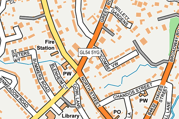 GL54 5YG map - OS OpenMap – Local (Ordnance Survey) GL54 5YG map - OS OpenMap – Local (Ordnance Survey)