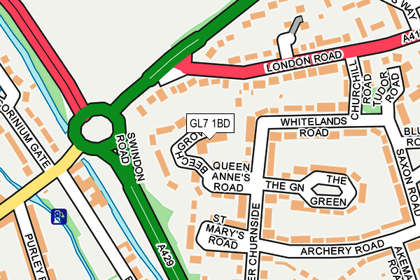 GL7 1BD map - OS OpenMap – Local (Ordnance Survey) GL7 1BD map - OS OpenMap – Local (Ordnance Survey)
