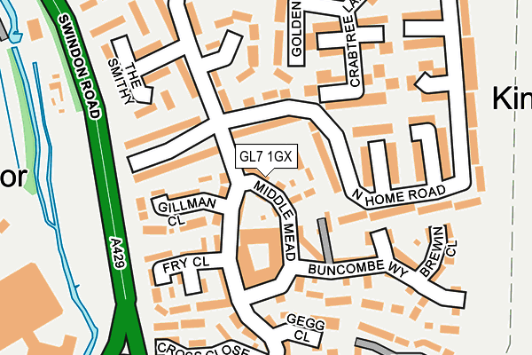 GL7 1GX map - OS OpenMap – Local (Ordnance Survey) GL7 1GX map - OS OpenMap – Local (Ordnance Survey)