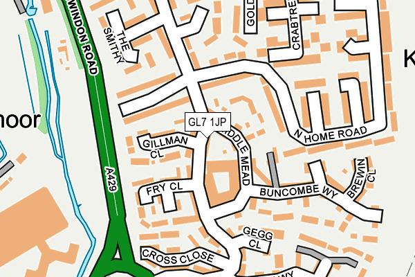 GL7 1JP map - OS OpenMap – Local (Ordnance Survey) GL7 1JP map - OS OpenMap – Local (Ordnance Survey)