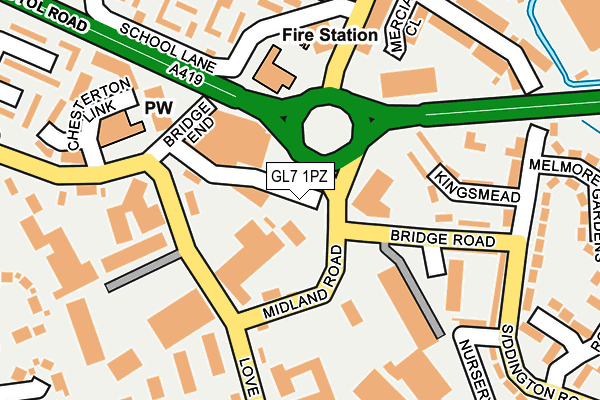 GL7 1PZ map - OS OpenMap – Local (Ordnance Survey) GL7 1PZ map - OS OpenMap – Local (Ordnance Survey)