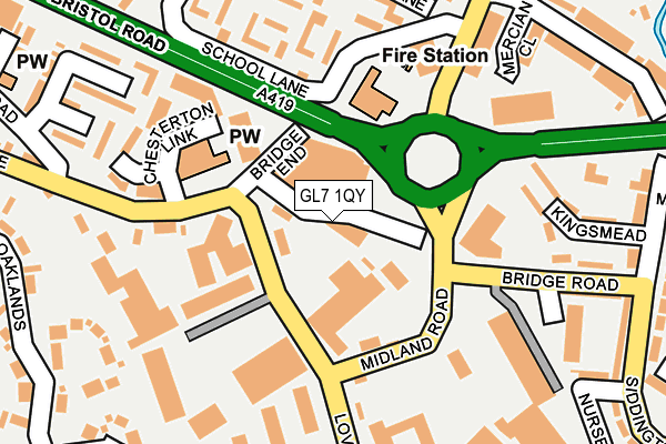 GL7 1QY map - OS OpenMap – Local (Ordnance Survey) GL7 1QY map - OS OpenMap – Local (Ordnance Survey)