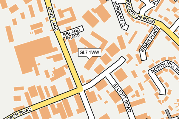 GL7 1WW map - OS OpenMap – Local (Ordnance Survey) GL7 1WW map - OS OpenMap – Local (Ordnance Survey)