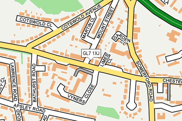 GL7 1XJ map - OS OpenMap – Local (Ordnance Survey) GL7 1XJ map - OS OpenMap – Local (Ordnance Survey)