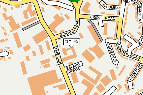 GL7 1YX map - OS OpenMap – Local (Ordnance Survey) GL7 1YX map - OS OpenMap – Local (Ordnance Survey)