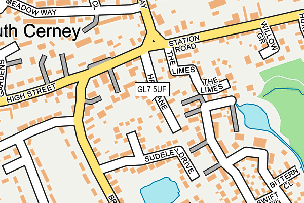 GL7 5UF map - OS OpenMap – Local (Ordnance Survey) GL7 5UF map - OS OpenMap – Local (Ordnance Survey)
