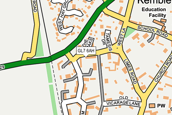 GL7 6AH map - OS OpenMap – Local (Ordnance Survey)