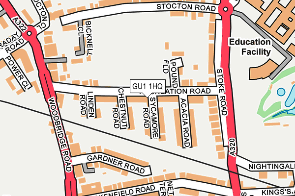 GU1 1HQ map - OS OpenMap – Local (Ordnance Survey) GU1 1HQ map - OS OpenMap – Local (Ordnance Survey)