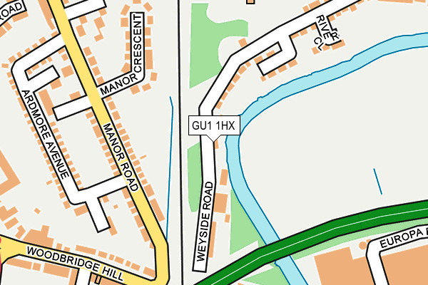 GU1 1HX map - OS OpenMap – Local (Ordnance Survey) GU1 1HX map - OS OpenMap – Local (Ordnance Survey)