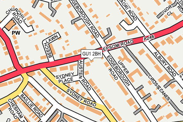 GU1 2BH map - OS OpenMap – Local (Ordnance Survey) GU1 2BH map - OS OpenMap – Local (Ordnance Survey)