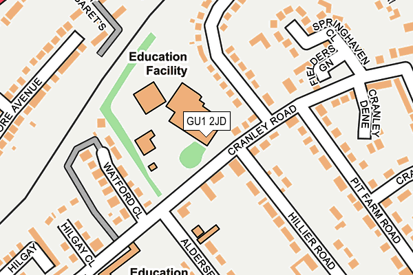 GU1 2JD map - OS OpenMap – Local (Ordnance Survey) GU1 2JD map - OS OpenMap – Local (Ordnance Survey)