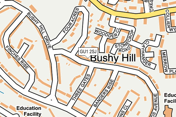 GU1 2SJ map - OS OpenMap – Local (Ordnance Survey) GU1 2SJ map - OS OpenMap – Local (Ordnance Survey)