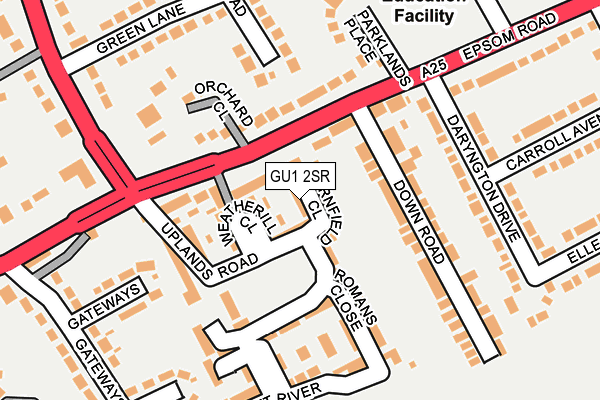 GU1 2SR map - OS OpenMap – Local (Ordnance Survey) GU1 2SR map - OS OpenMap – Local (Ordnance Survey)