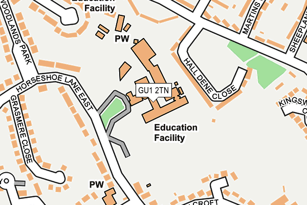 GU1 2TN map - OS OpenMap – Local (Ordnance Survey) GU1 2TN map - OS OpenMap – Local (Ordnance Survey)