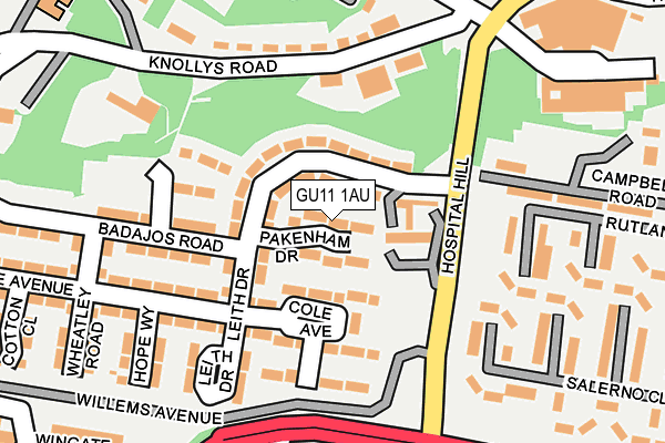 GU11 1AU map - OS OpenMap – Local (Ordnance Survey) GU11 1AU map - OS OpenMap – Local (Ordnance Survey)