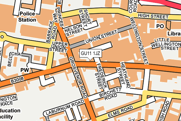 GU11 1JZ map - OS OpenMap – Local (Ordnance Survey) GU11 1JZ map - OS OpenMap – Local (Ordnance Survey)
