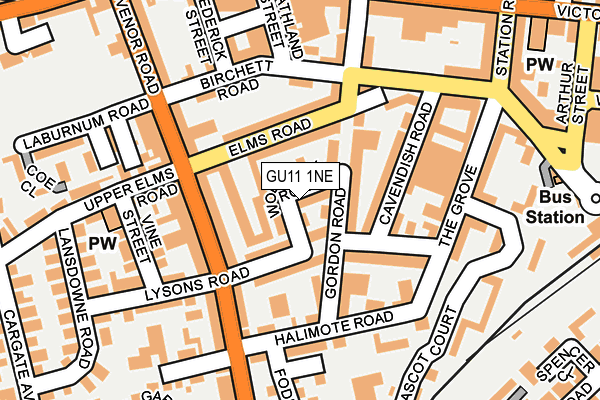 GU11 1NE map - OS OpenMap – Local (Ordnance Survey) GU11 1NE map - OS OpenMap – Local (Ordnance Survey)
