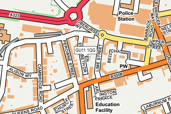 GU11 1QG map - OS OpenMap – Local (Ordnance Survey) GU11 1QG map - OS OpenMap – Local (Ordnance Survey)