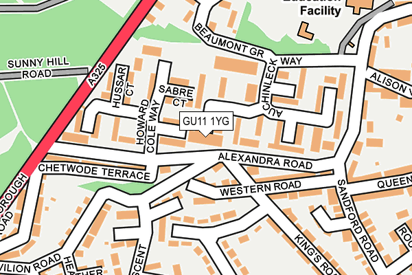 GU11 1YG map - OS OpenMap – Local (Ordnance Survey)