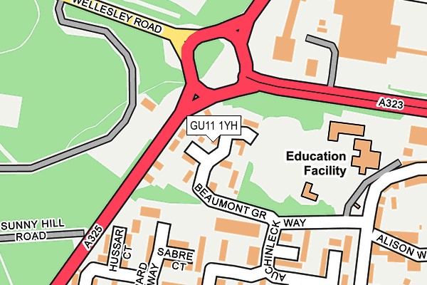 GU11 1YH map - OS OpenMap – Local (Ordnance Survey) GU11 1YH map - OS OpenMap – Local (Ordnance Survey)