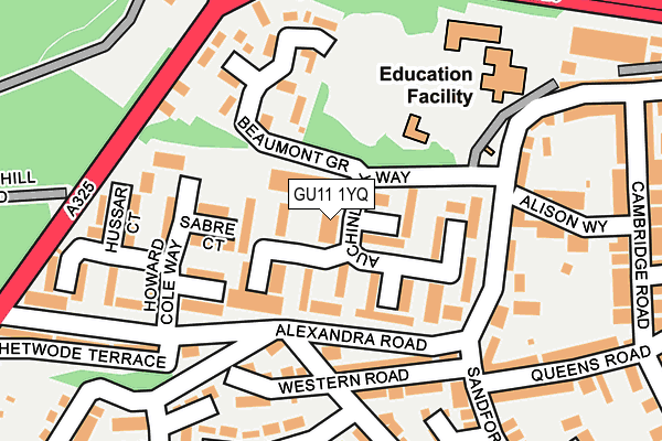 GU11 1YQ map - OS OpenMap – Local (Ordnance Survey)