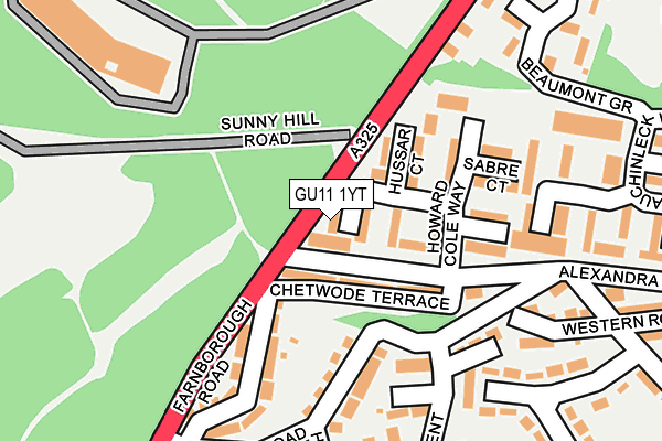 GU11 1YT map - OS OpenMap – Local (Ordnance Survey) GU11 1YT map - OS OpenMap – Local (Ordnance Survey)