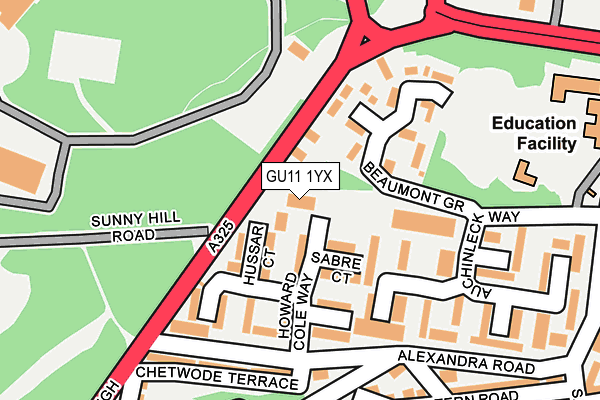 GU11 1YX map - OS OpenMap – Local (Ordnance Survey) GU11 1YX map - OS OpenMap – Local (Ordnance Survey)