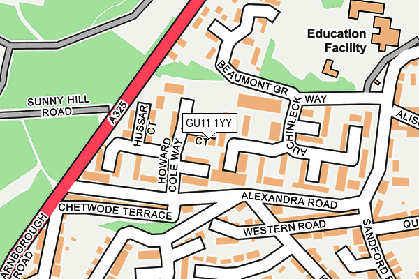 GU11 1YY map - OS OpenMap – Local (Ordnance Survey)