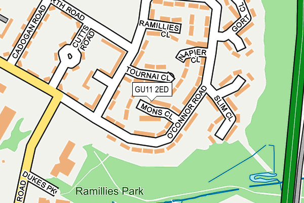 GU11 2ED map - OS OpenMap – Local (Ordnance Survey) GU11 2ED map - OS OpenMap – Local (Ordnance Survey)