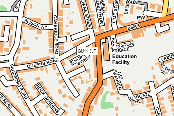 GU11 3JT map - OS OpenMap – Local (Ordnance Survey) GU11 3JT map - OS OpenMap – Local (Ordnance Survey)