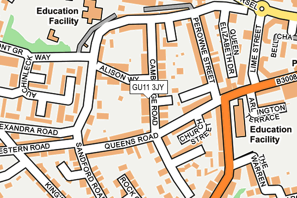 GU11 3JY map - OS OpenMap – Local (Ordnance Survey) GU11 3JY map - OS OpenMap – Local (Ordnance Survey)