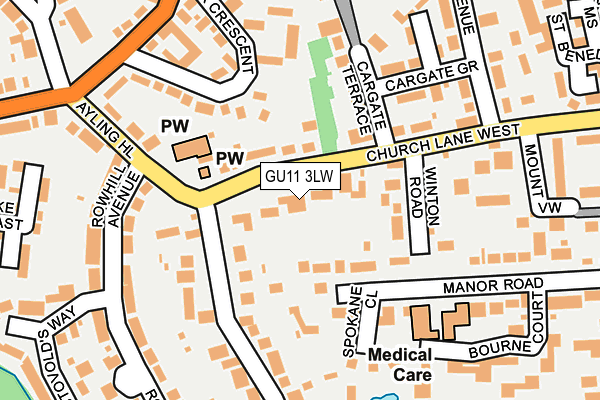 GU11 3LW map - OS OpenMap – Local (Ordnance Survey) GU11 3LW map - OS OpenMap – Local (Ordnance Survey)
