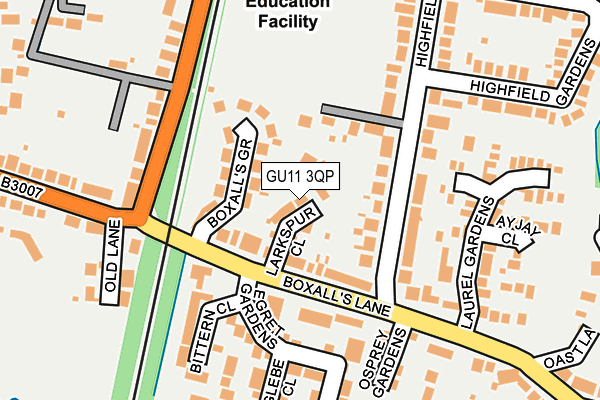 GU11 3QP map - OS OpenMap – Local (Ordnance Survey) GU11 3QP map - OS OpenMap – Local (Ordnance Survey)