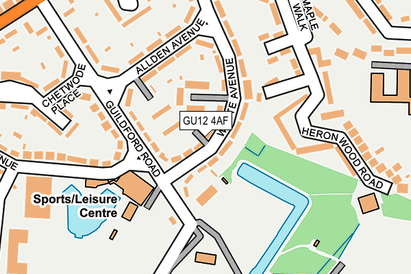 GU12 4AF map - OS OpenMap – Local (Ordnance Survey) GU12 4AF map - OS OpenMap – Local (Ordnance Survey)