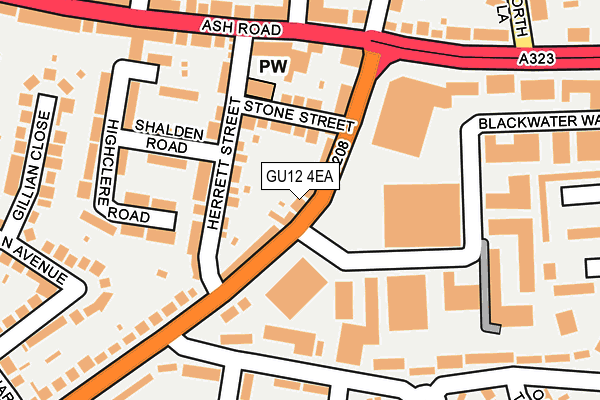 GU12 4EA map - OS OpenMap – Local (Ordnance Survey) GU12 4EA map - OS OpenMap – Local (Ordnance Survey)