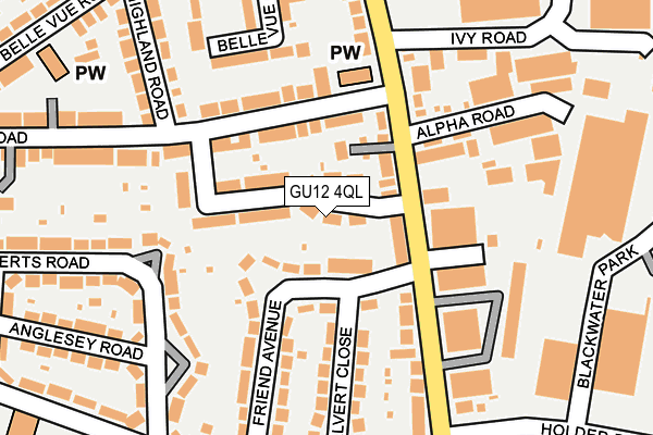 GU12 4QL map - OS OpenMap – Local (Ordnance Survey) GU12 4QL map - OS OpenMap – Local (Ordnance Survey)