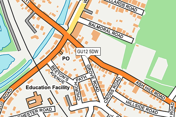 GU12 5DW map - OS OpenMap – Local (Ordnance Survey) GU12 5DW map - OS OpenMap – Local (Ordnance Survey)